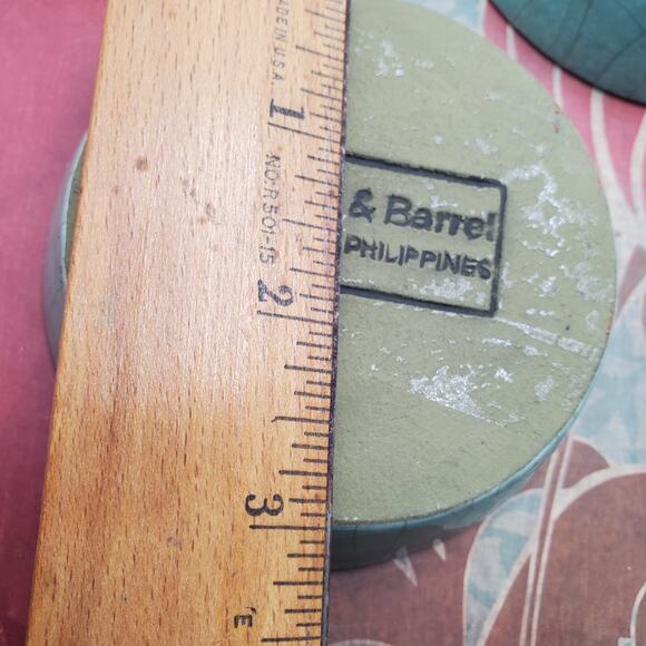 Crate & Barrel Set Of 3 Planter Pots Celedon Crackle Glaze 4" Tall 3" Saucers - Picture 8 of 8